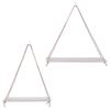 2pcs Wooden Wall Storage Rack Sling Rope Hanging Plant Flower Pot Shelves Home Decorations