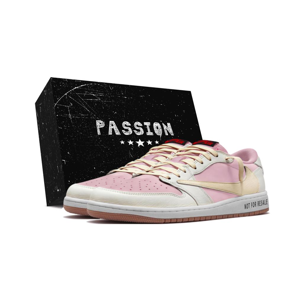 Travis Scott x Jordan Air Jordan 1 Bez dalšího prodeje Odolné proti oděru Nízké Vintage Basketbalové boty Unisex Růžové DZ4137-700(Tým1565--)