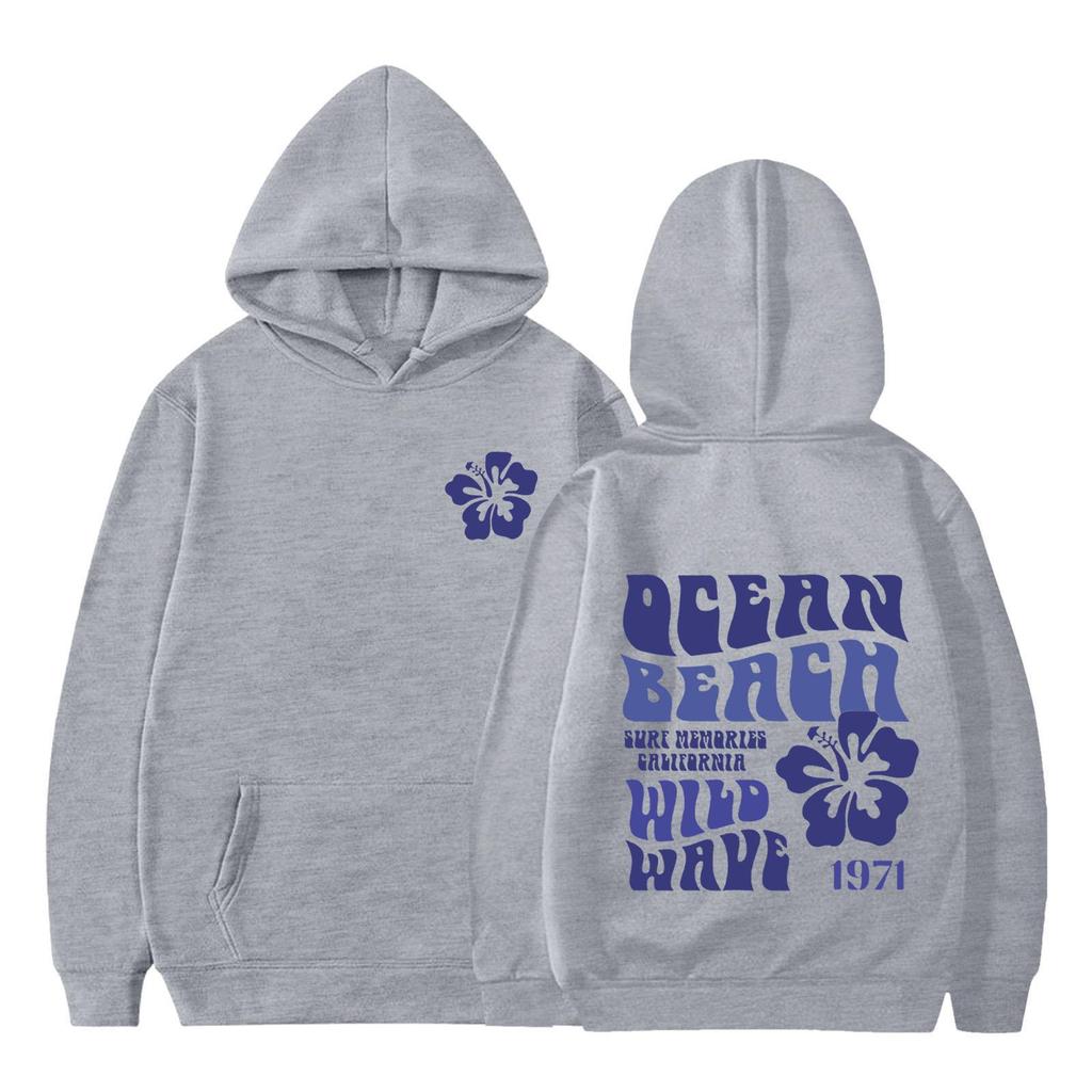 Felpa Stampata QEEAN BEACH Wild Wave 1971 per Bambini - Pullover Autunno/Inverno Vestibilità Larga per Ragazzi e Ragazze