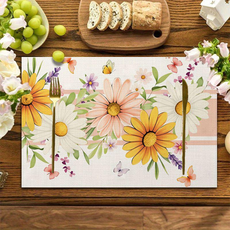 6Pcs, Small Daisy Placemats, the Best Placemats, Washable, Suitable for Holiday Parties, Home Decor, Kitchen Tables