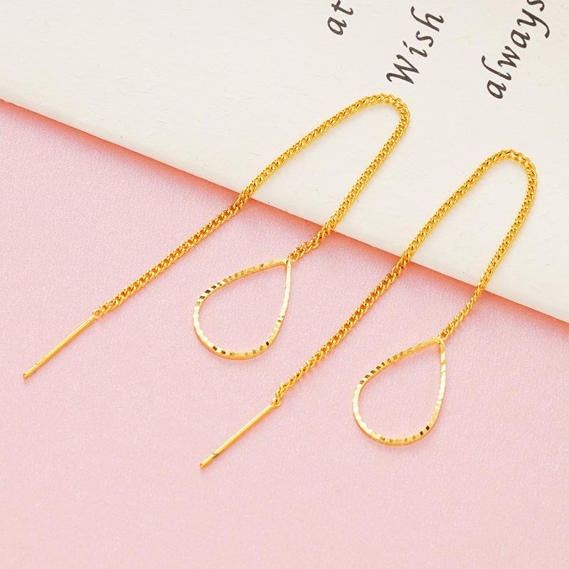 Cercei imitație aur nisipiu de înaltă calitate: Design cu ciucuri de lungă durată pentru femei, Accesorii din cupru transfrontaliere