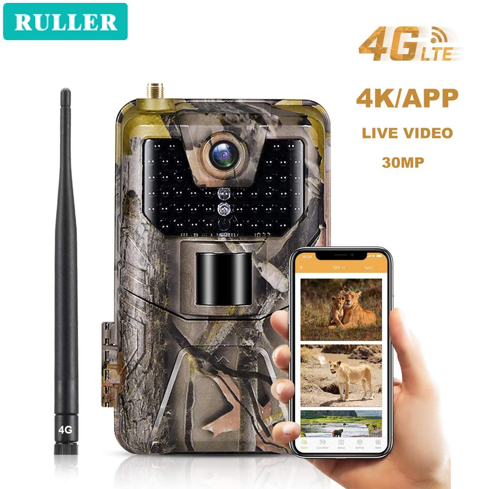 

Ruller 30MP 4k 4G Открытая охотничья тропа Живое видео Водонепроницаемая игровая камера IP66 Приложение для мониторинга фермы дикой природы Облачный сервис Pir 20