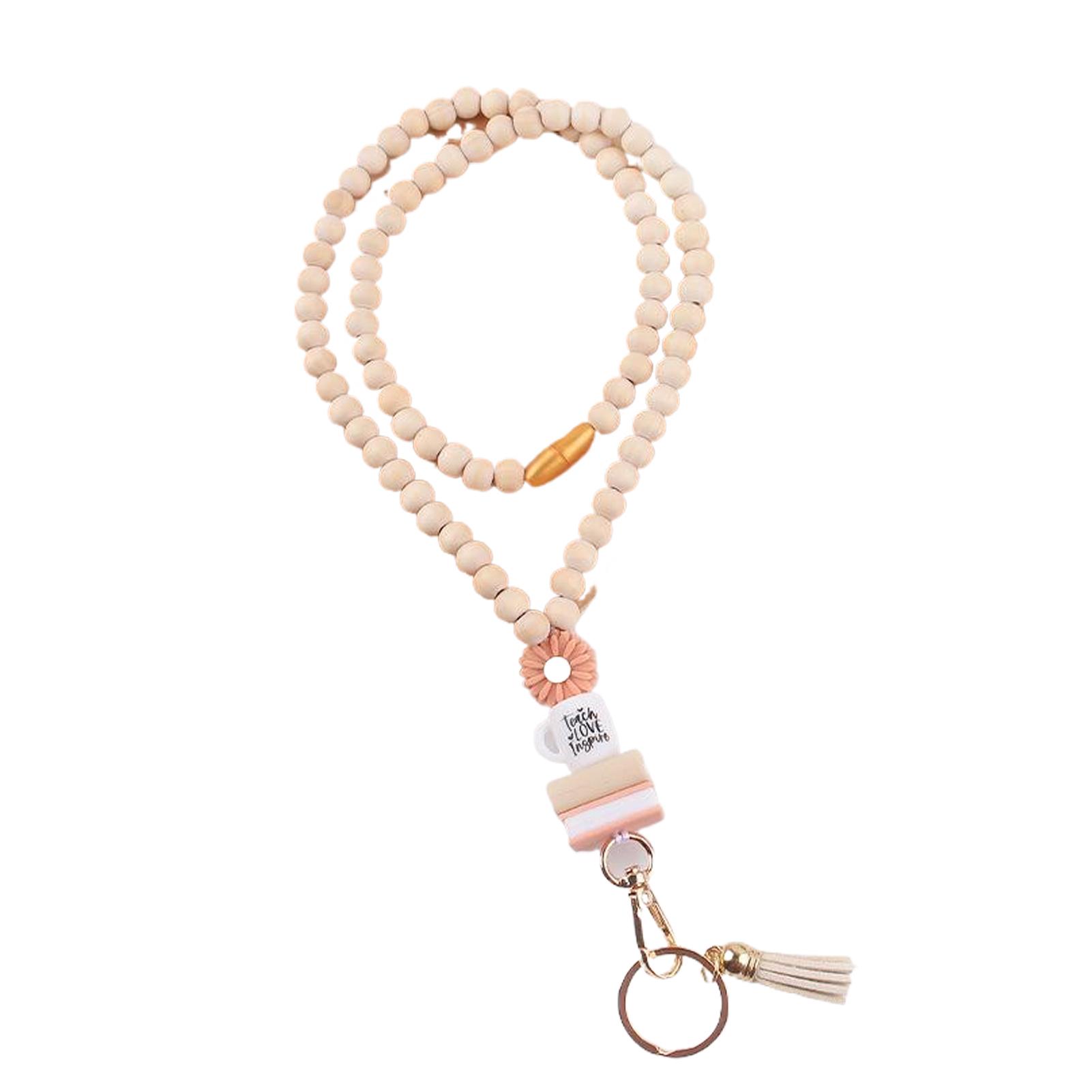 Teacher Lanyard Boho Breakaway Beaded Holder For Lanyard With Holder Lanyard Keys Cartoon Daisy Teacher Holder