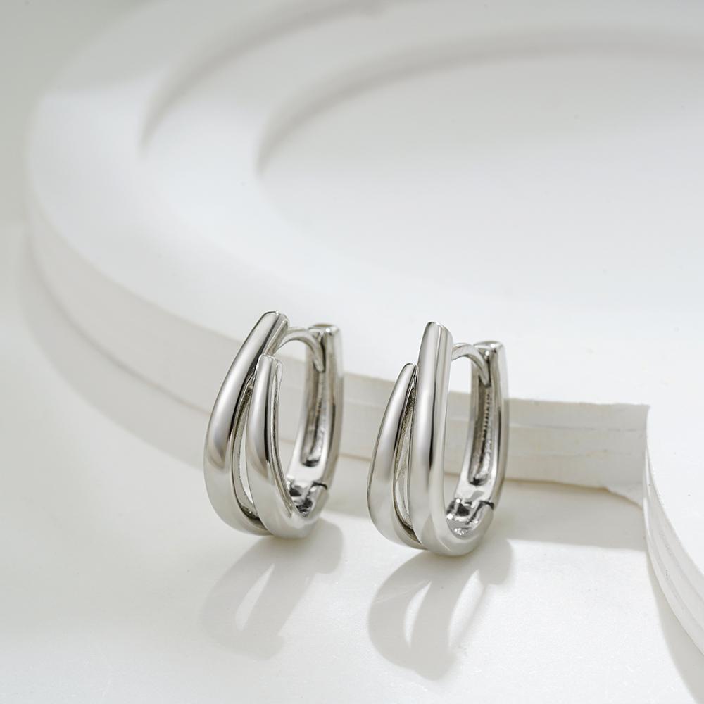 New Trendy Mix Color Bilayer U Shape Ear Buckle Small Huggie Hoop Earrings Waterproof Colorblocked Ear Ring Thanksgiving Gifts