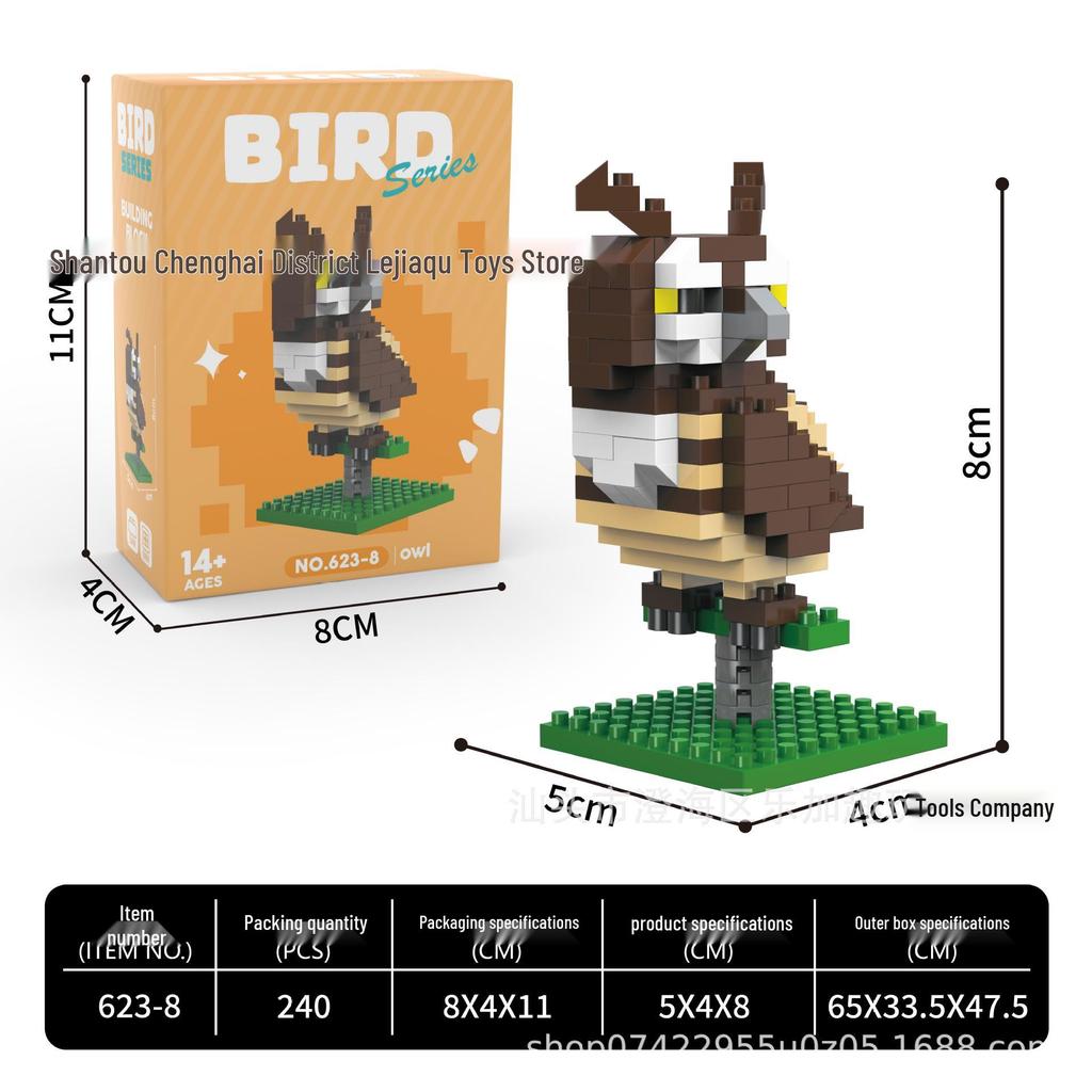 Educational Flying Birds Micro-Block Set: Owl, Ostrich, Swan Toy Gift