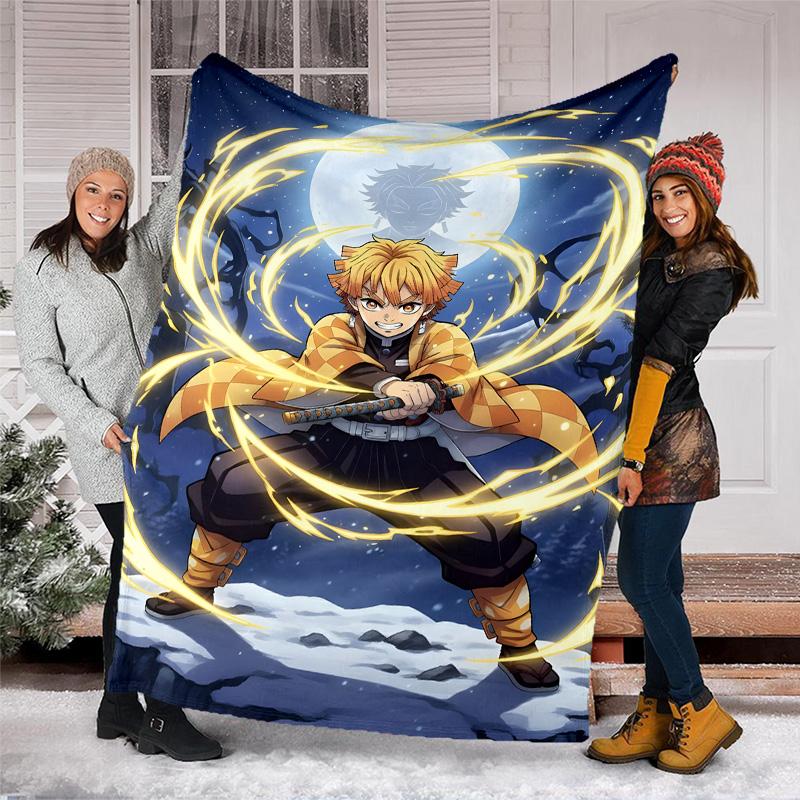 1pc Agatsuma Zenitsu Theme Blanket - Digital Print, Polyester, Cozy for All Seasons, Perfect for Outdoor, and Travel