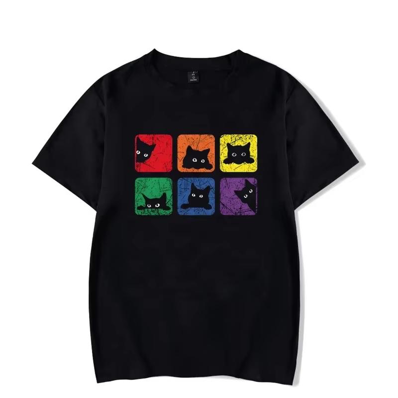 Pride Cat Lover Unisexs Tshirt Harajuku Graphic Tees Short Sleeve Streetwear Vintage Fashion Trend Heavyweight Male Tops Shirts