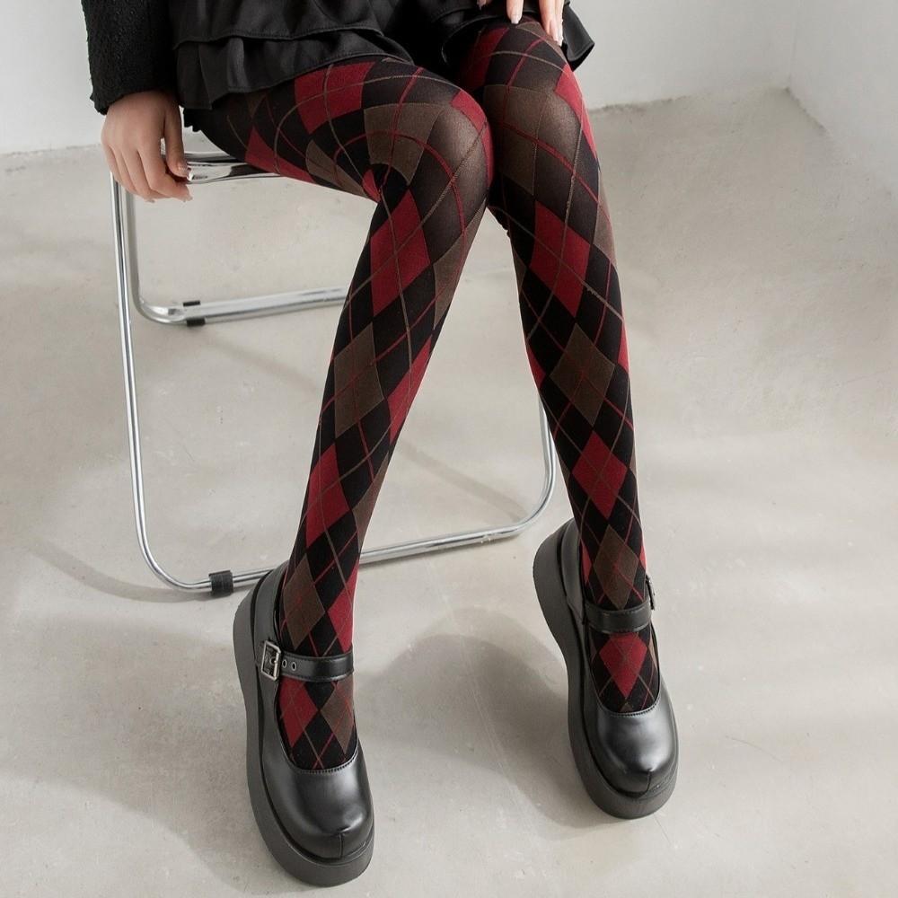 Japanese Style Plaid Pantyhose Retro Thigh High Stockings Y2K Silk Stockings  Daily Wear