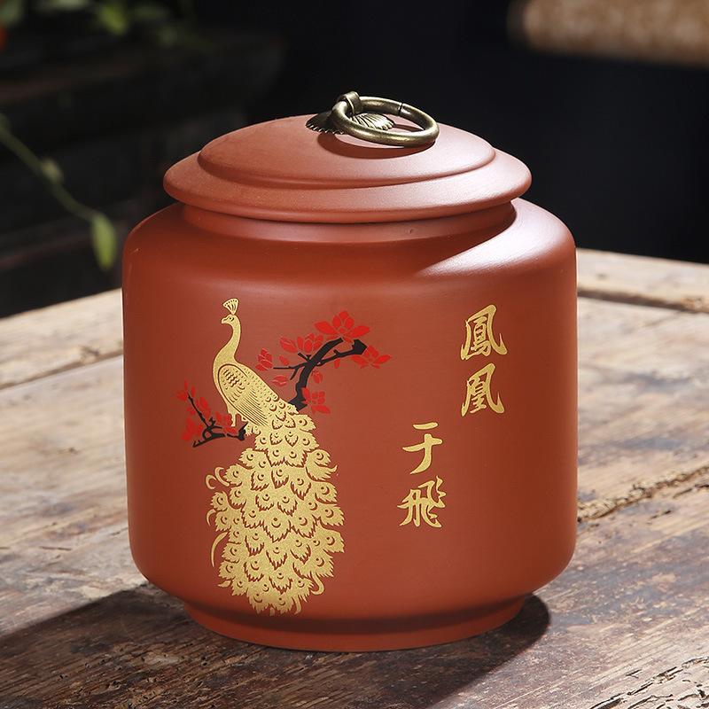 Medium Ceramic Sealed Jar Moisture Resistant Household Purple Clay Tea Can Gift Tea Box Tea Packaging Jars Ceramic Jar Teaset