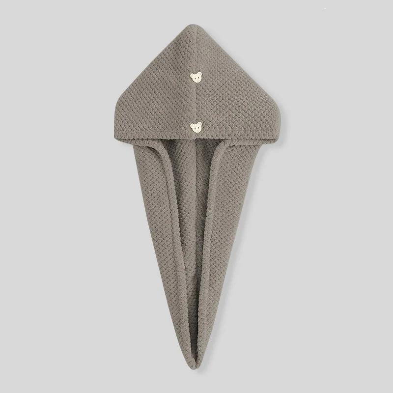 Care Cap with Button Super Absorbent Hair Towel Wrap Fast Drying Hair Wraps Women Bathroom Accessories Microfiber Hair Towel
