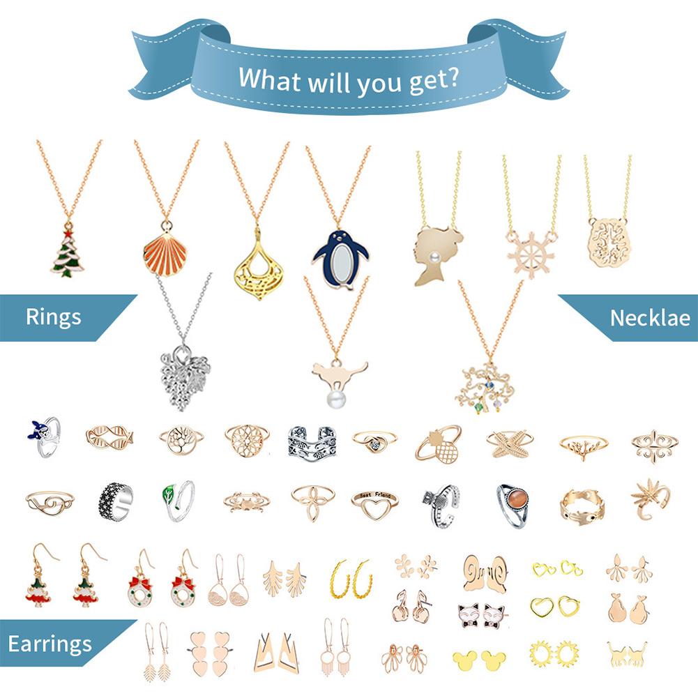 Jewelry Advent Calendar 2024 Christmas Advent Calendar with Earrings Necklaces and Rings Xmas Countdown Calendar for Adult Women