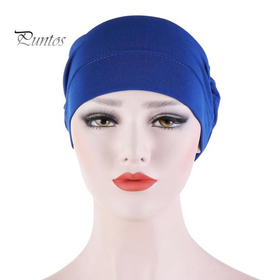 Women Small Solid Color Soft Knotted Night Sleep Beanie Bonnet Chemo Hat Cover