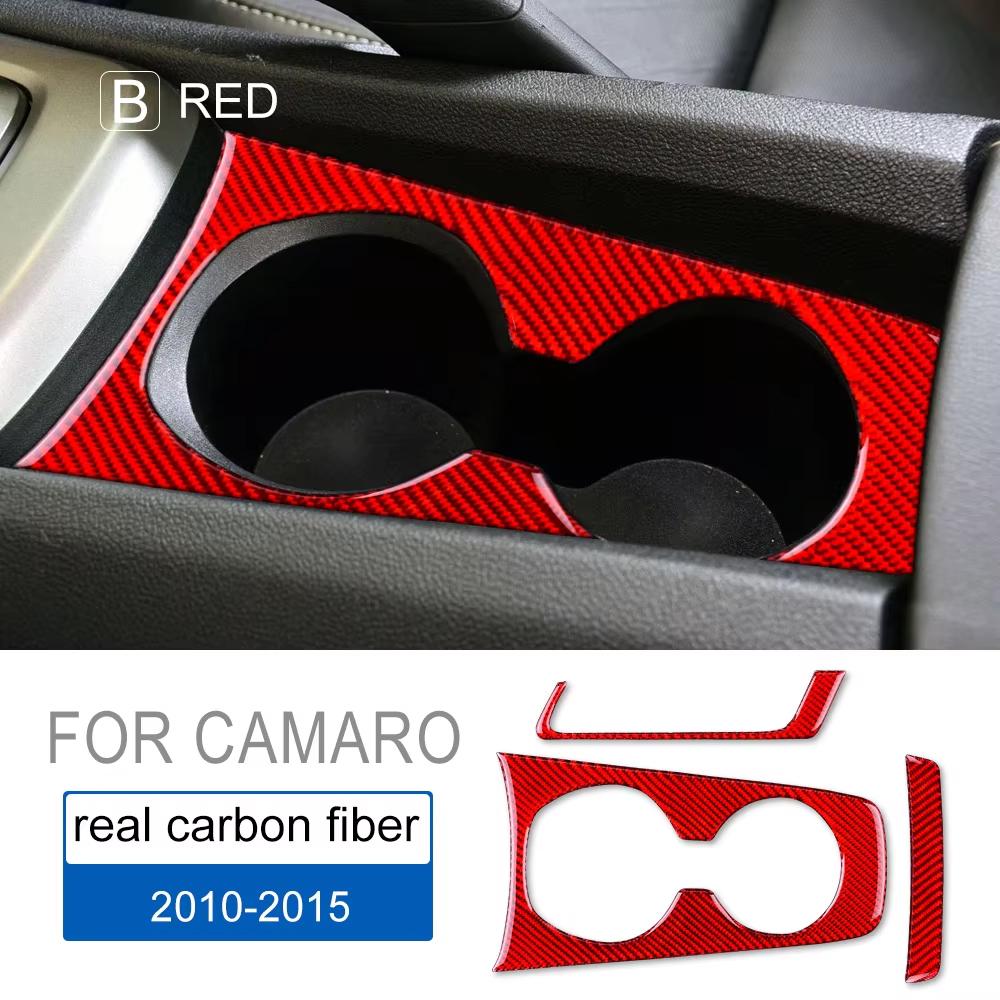 Car Water Cup Holder Sticker Accessories Interior Real Soft Carbon Fiber for Chevrolet Camaro 2010 2011 2012 2013 2014 2015