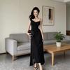 High Temperament Suspender Dress French Summer New Small Black Dress Mesh Slim and Thin Dress