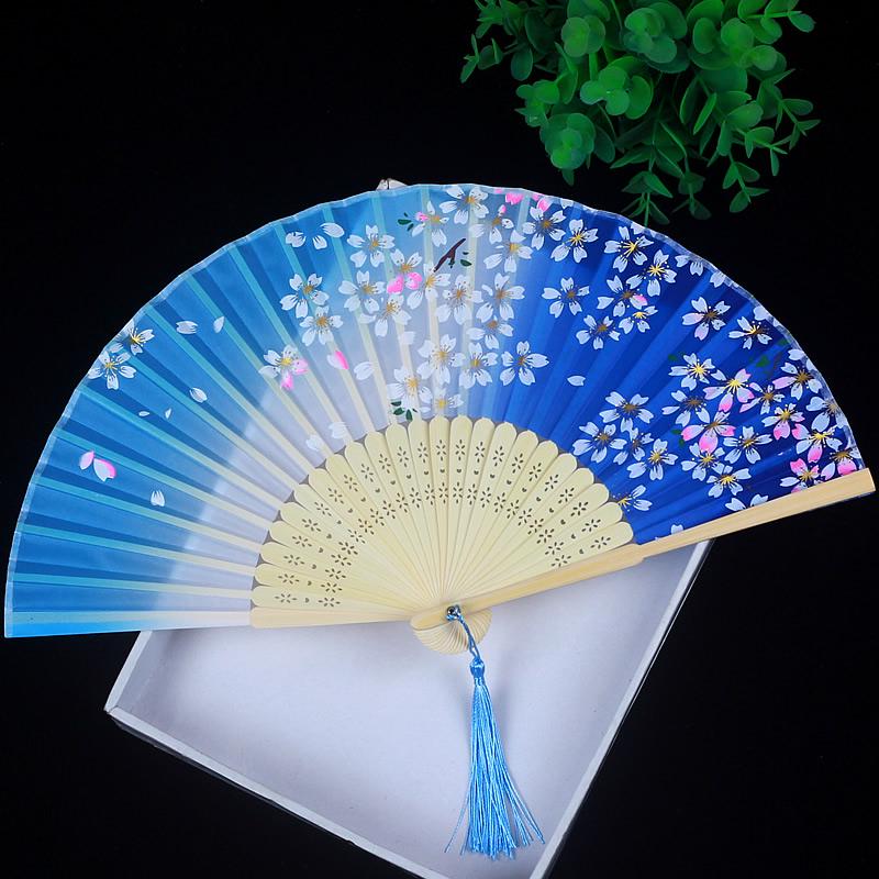 Children's Portable Pink & Blue Folding Dance Fan for Hanfu & Cheongsam