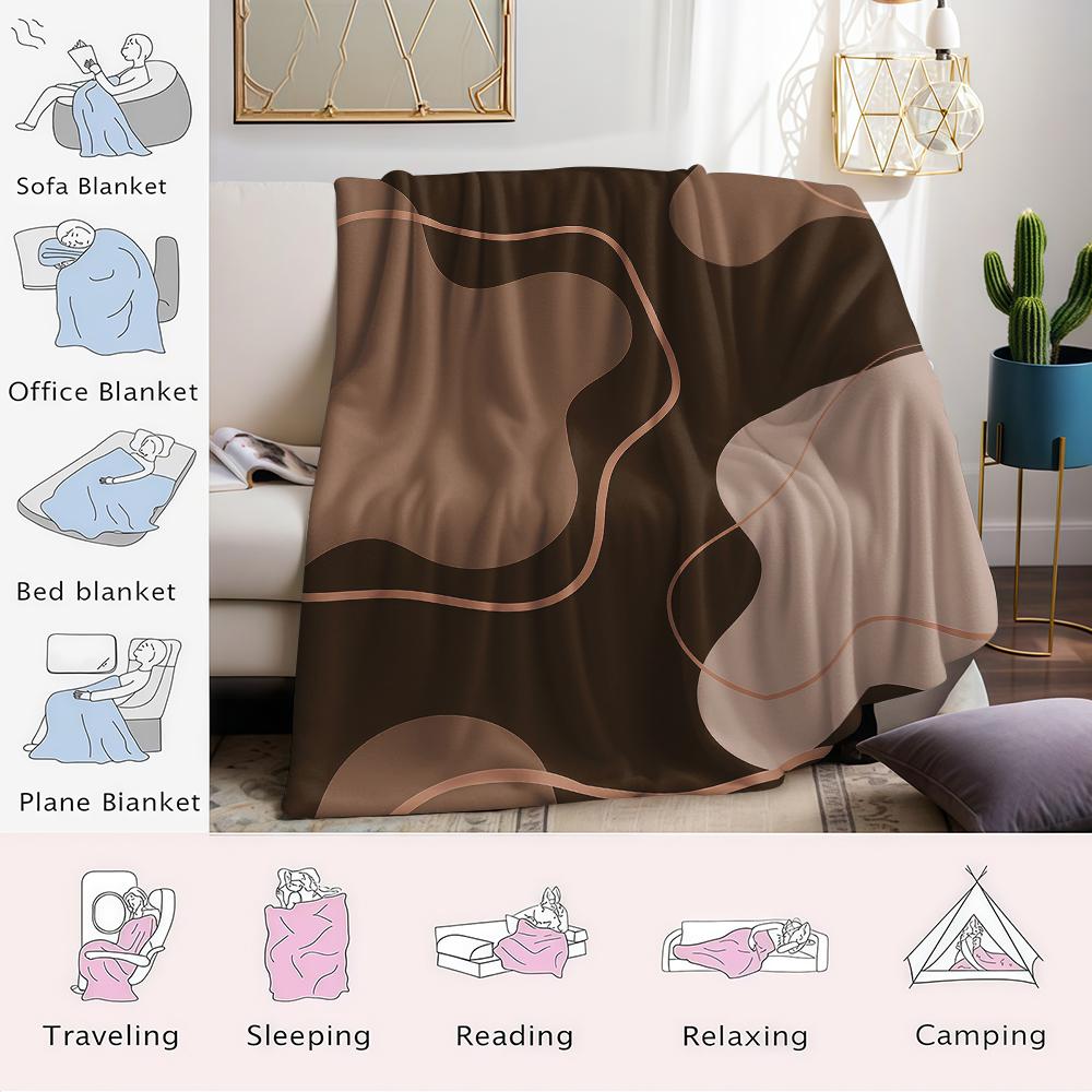 Brown Tone Curved Flannel Blanket Warm Soft Halloween Christmas Couch Warm Cozy Decorative Decor Gift For All Season