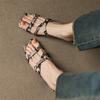 Mode Neue Sommer Hausschuhe Echtes Leder Hausschuhe für Damen Mode Serpentin Quadratische Zehenpartie Damenschuhe Hohe Absätze Hausschuhe Sandalen