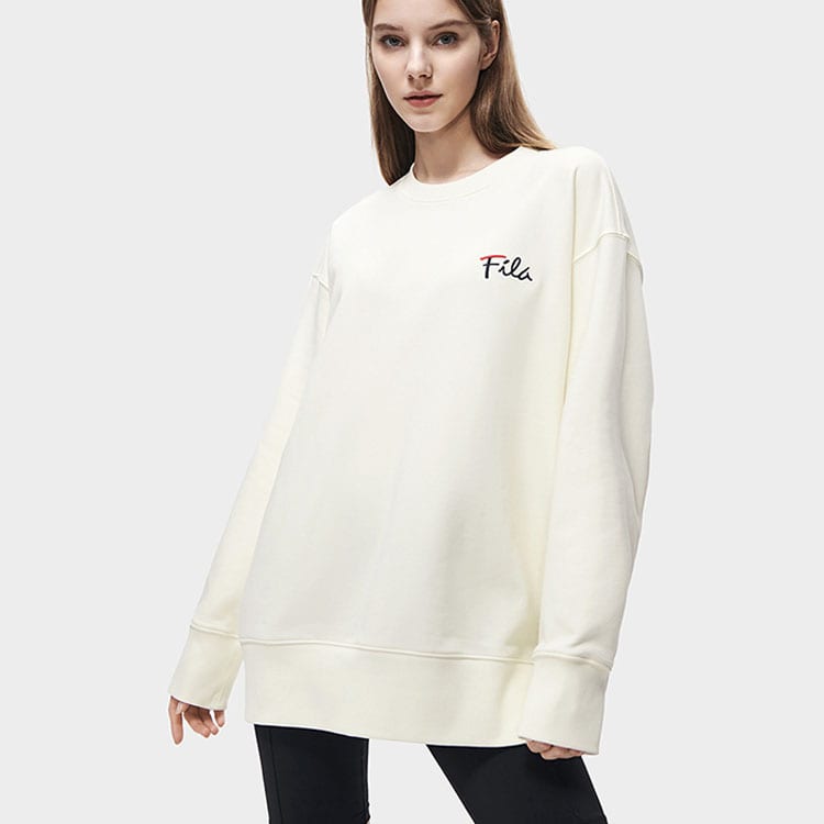 Fila Sweatshirts Unisex Milk Salt White Crew Neck Moderate Regular F11U248201F-IV