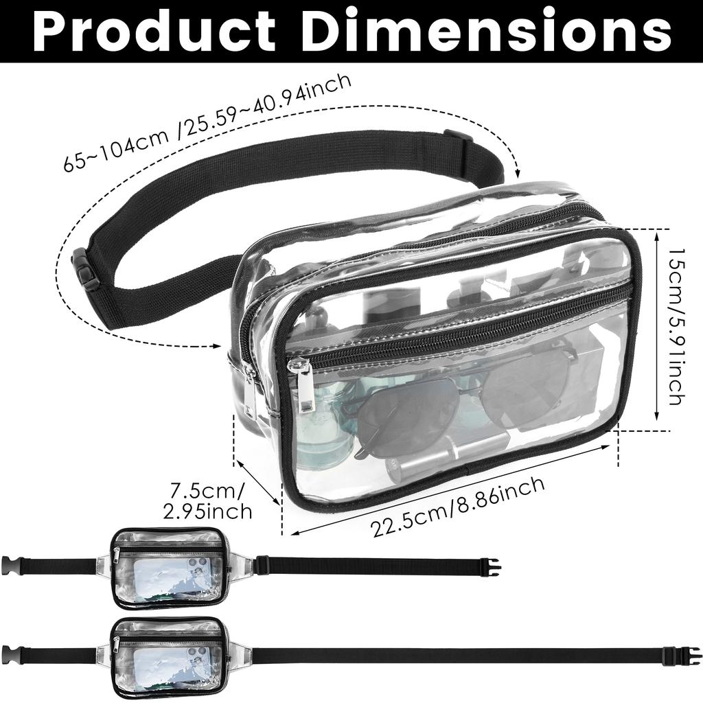 1 Pc Women Transparent Waist Bag Waterproof Clear Fanny Pack Adjustable Strap Casual Crossbody Bag Phone Storage Bags for Travel