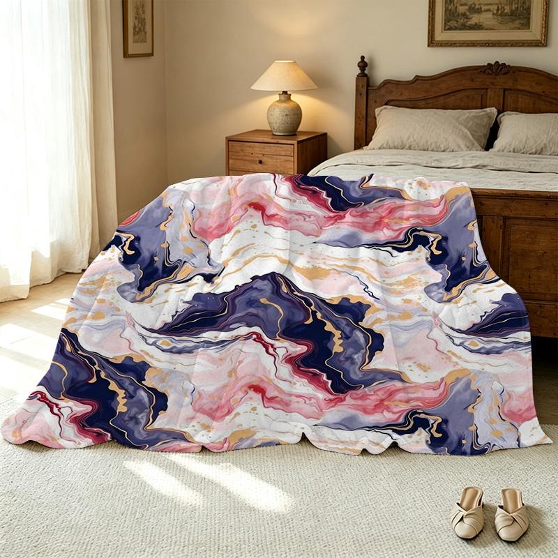 Lightweight Flannel Throw Blanket, Abstract Art Pattern, Soft Warm Cozy, Perfect for Home, Car, Halloween & Christmas