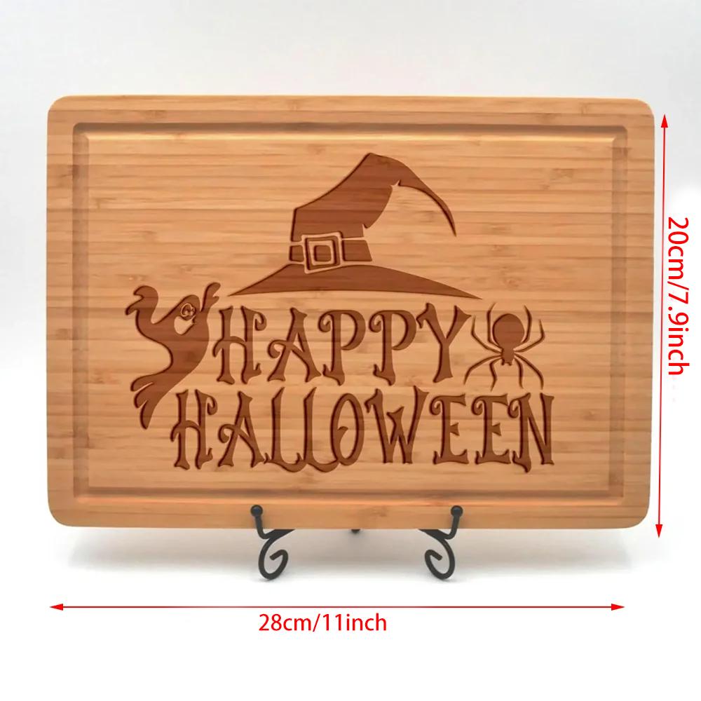 Happy Halloween Cutting Board Engraved Bamboo Board Halloween Witch Witchy Spooky Kitchen Decor Housewarming Hostess Gothic Gift