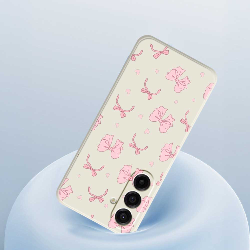 For Samsung Galaxy A17 5G Case Pink Bow Love Pattern Printing Straight Edge TPU Phone Back Cover