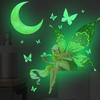Luminous Fairy Mermaid Wall Stickers Kids Bedroom Home Decor Glow In The Dark Fairy Butterfly Decal Stickers Switch Wallpaper