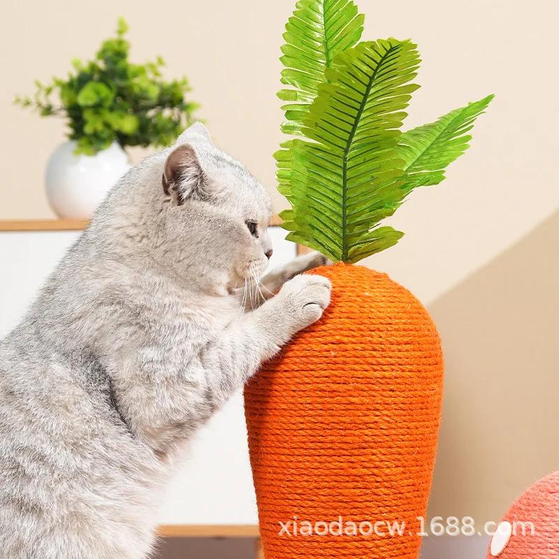 Cat Scratching Post Carrot Cat Scratcher Natural Sisal Cute Kitten Scratching Post Vertical Cat Tree Claw Scratcher for Small