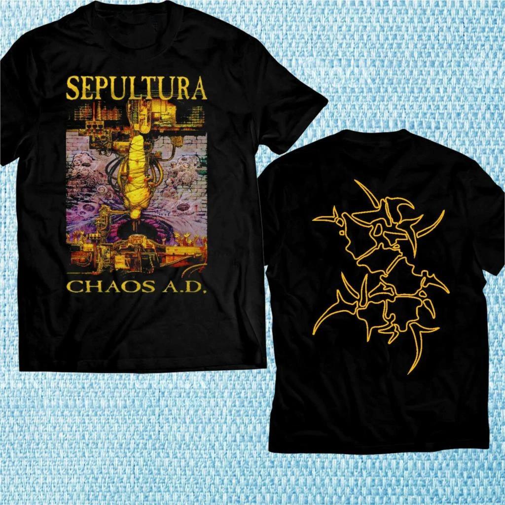 Sepultura Band Chaos AD Album Heavy Cotton Black All Size Tee Shirt TU540