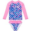European & American Mermaid Girls' Split Skirt Swimsuit - Colorful Gradient Long Sleeve Swimwear