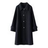 Women's Mid-Length Double-Sided Cashmere Coat with Thickened Doll Collar - 100% Wool, Autumn/Winter High-End Design