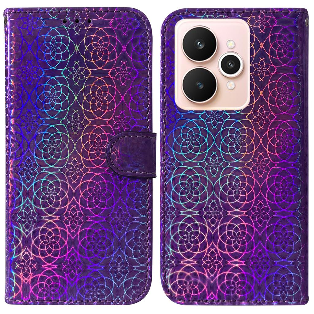 For Realme 15 Pro 5G/15 5G Stand Case Dazzling Flower Leather Phone Cover with Wrist Strap