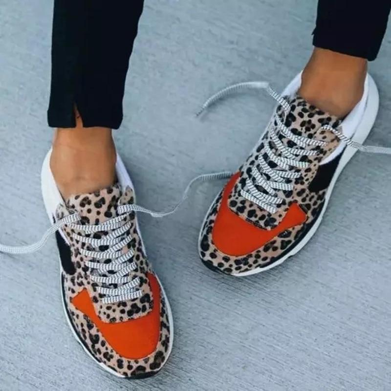 Primavera y Otoño Nuevo Estampado de Leopardo de Mujer Europea y Americana  Color a juego Encaje Casual Zapatos Deportivos comprar a buen precio —  entrega gratuita, reseñas reales con fotos — Joom