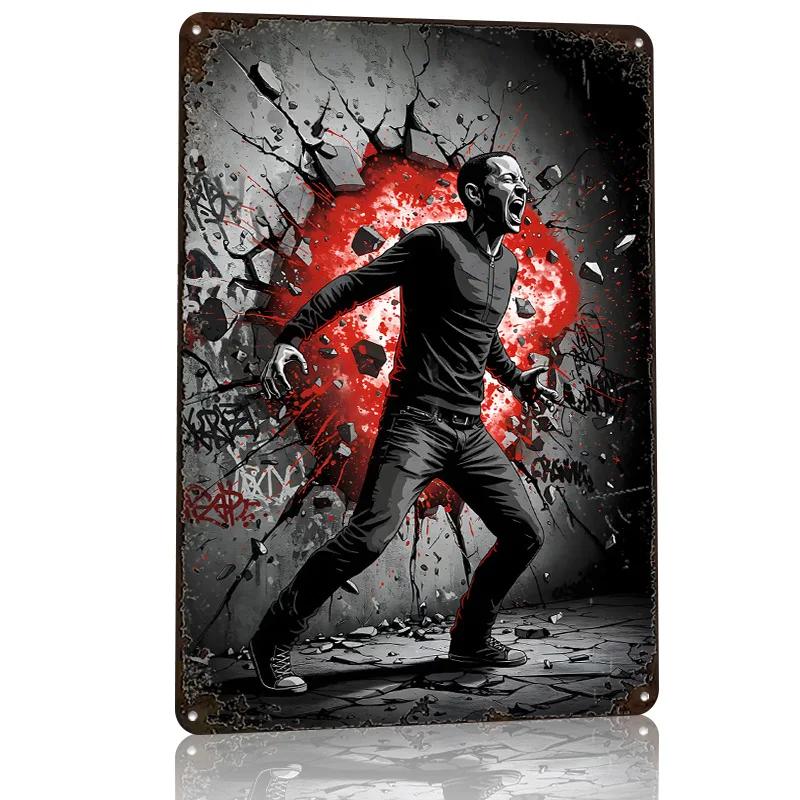 Chester Bennington Personalized D Textured Metal Poster Wall Art Tinplate Sign for Interior Decoration Living Room Decor Luxury