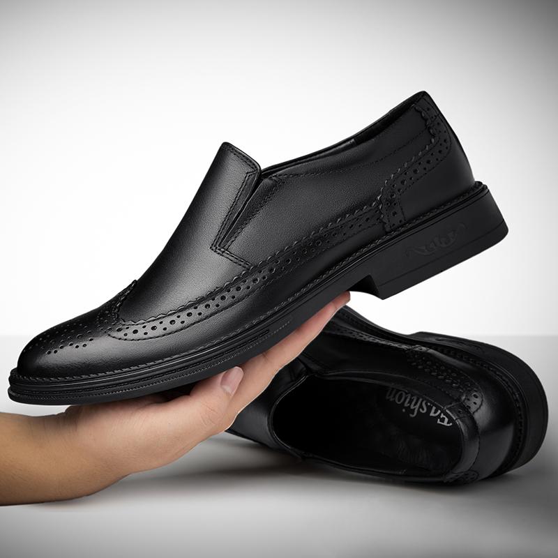 Luxury Brand Man Oxford Shoes Genuine Leather Men Casual Shoes Slip On Loafers British Style Formal Dress Footwear Brogue Shoes