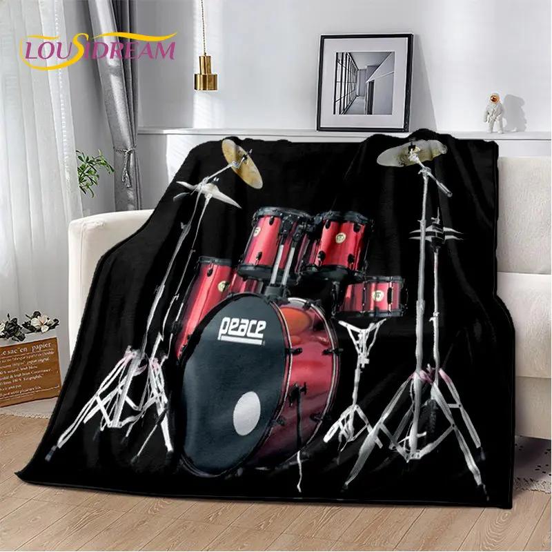 Kit de tambor musical, conjunto de instrumentos, cobertor de pelúcia macio, cobertor de flanela, cobertor para sala de estar, quarto, cama, sofá, piquenique, criança
