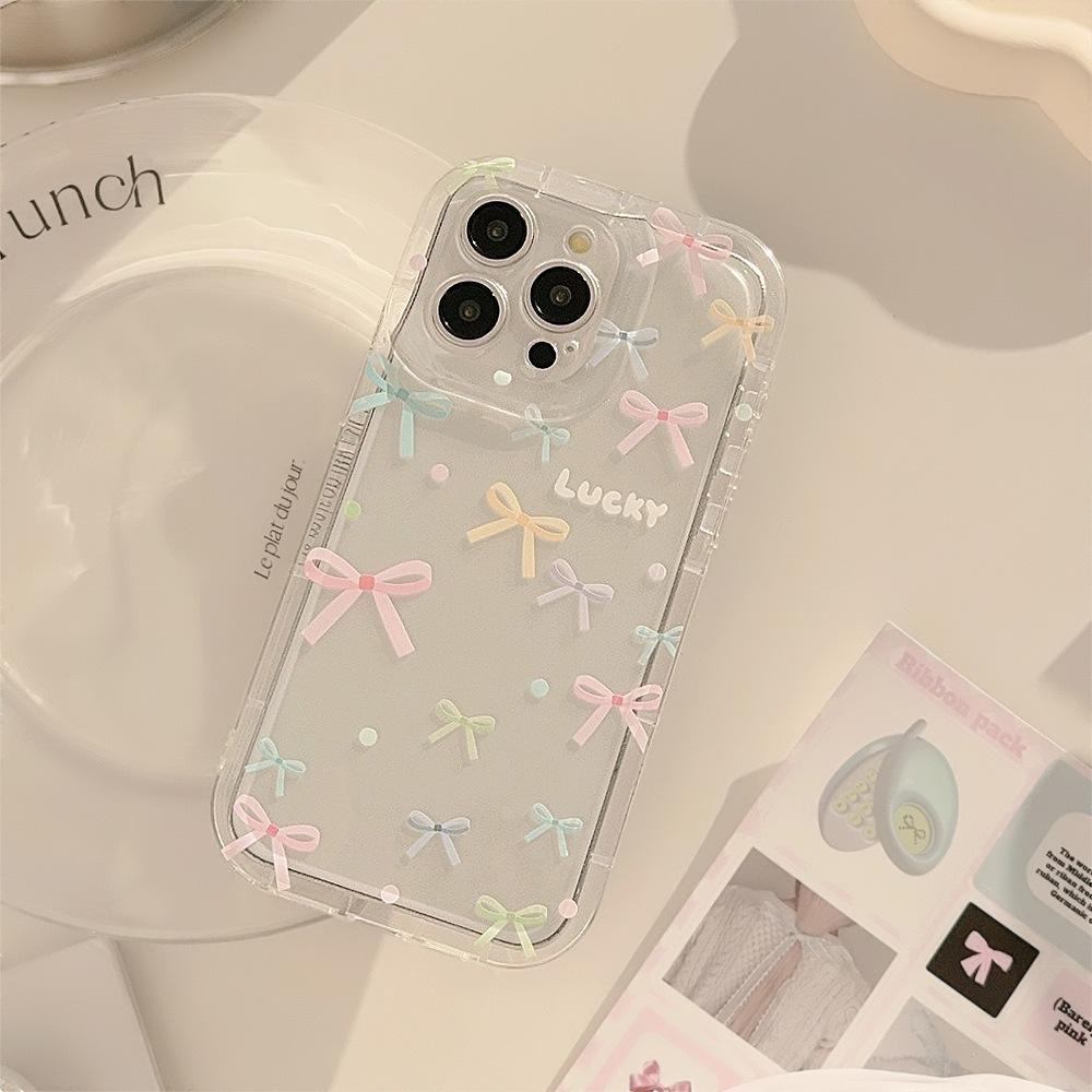 Colorful Bow for Apple 15 Promax Mobile Phone Case for IPhone 14 Transparent 16 Anti-fall 12/13/11