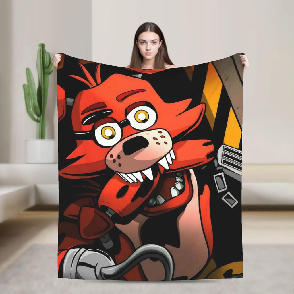 Halloween Five Nights Horror Game Blanket Flannel Print Portable Lightweight Thin Throw Blanket for Home Bedroom Quilt