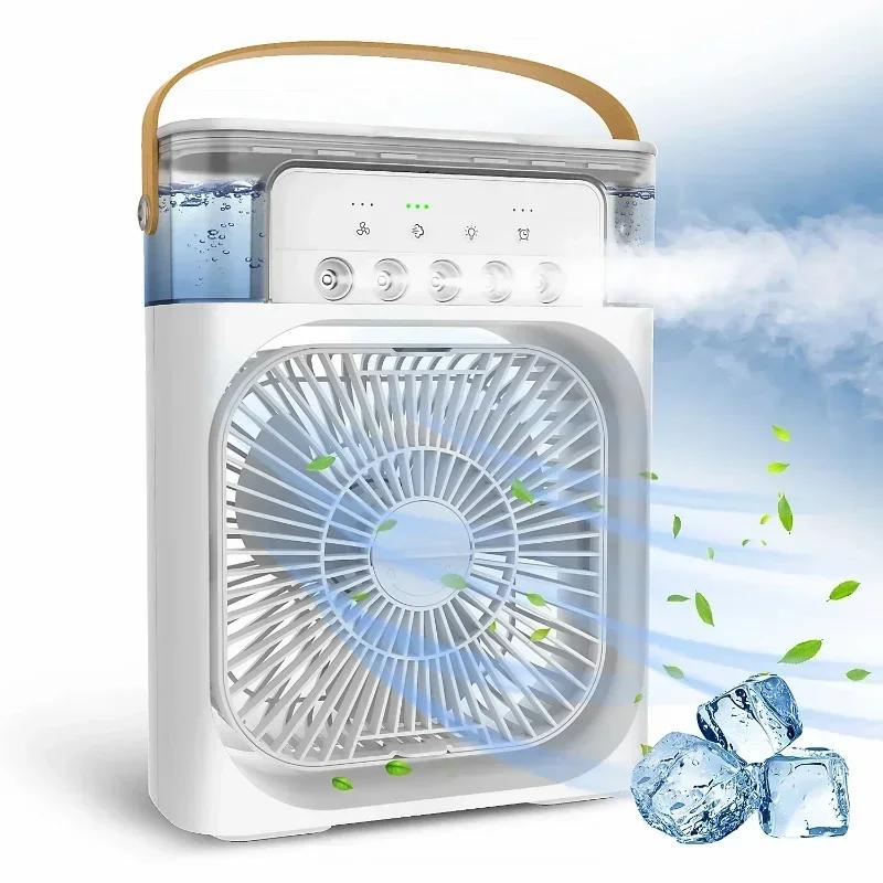 Non-Toxic Portable 3 In 1 Fan Air Conditioner Household Small Air Cooler Led Night Lights Humidifier Air Adjustment Home Fans Dropshipping