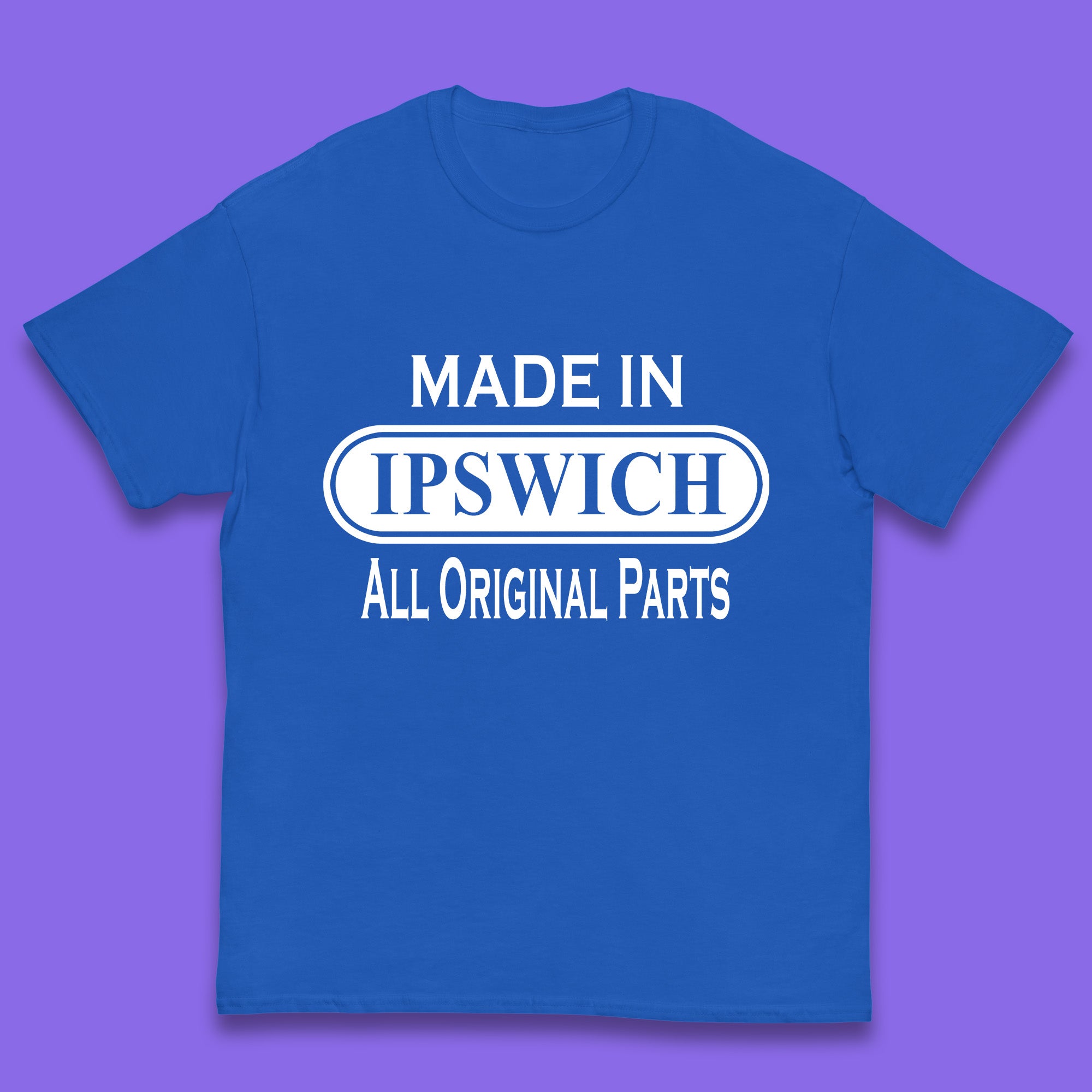 Made In Ipswich All Original Parts Vintage Retro Birthday Town in Suffolk, England Gift Kids T Shirt 110