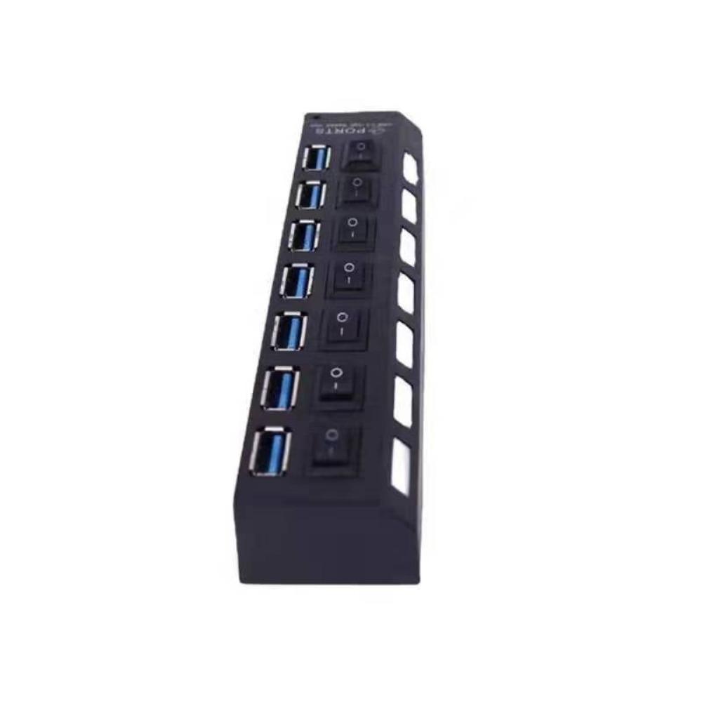 7 Port USB 3.0 Hub with Individual Switches and LED Indicators Multi Splitter Expander