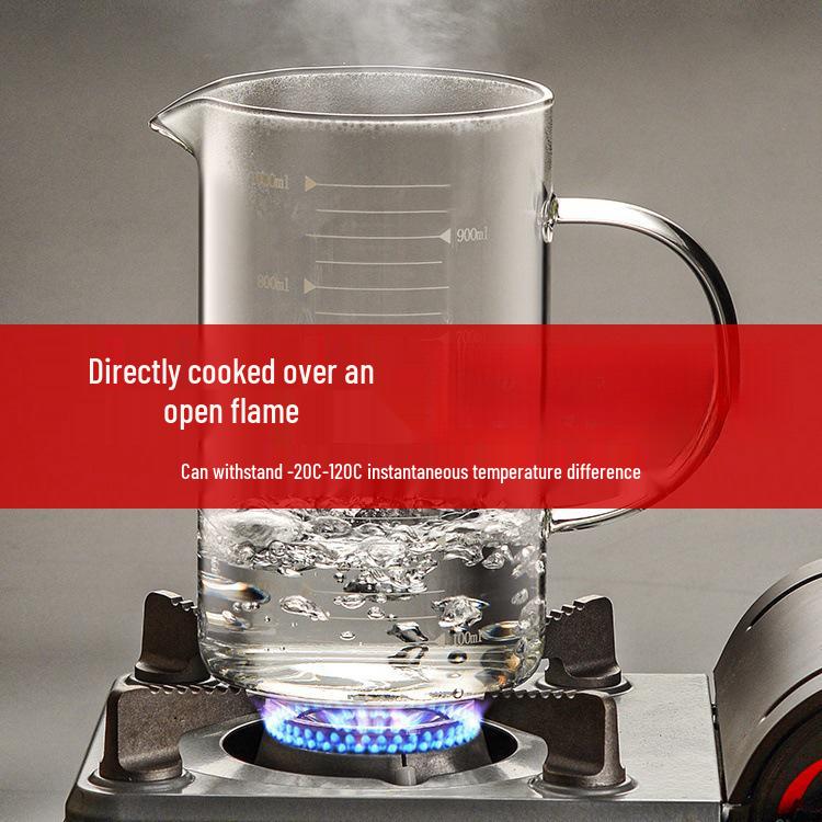 High-Temperature Resistant Glass Measuring Cup with Handle, for Baking, Milk, Juice, or Water.
