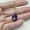 1pc Natural Stone Pendant Necklace Wire Wrapped Water Droplet Pendulum Necklace Christmas Gift