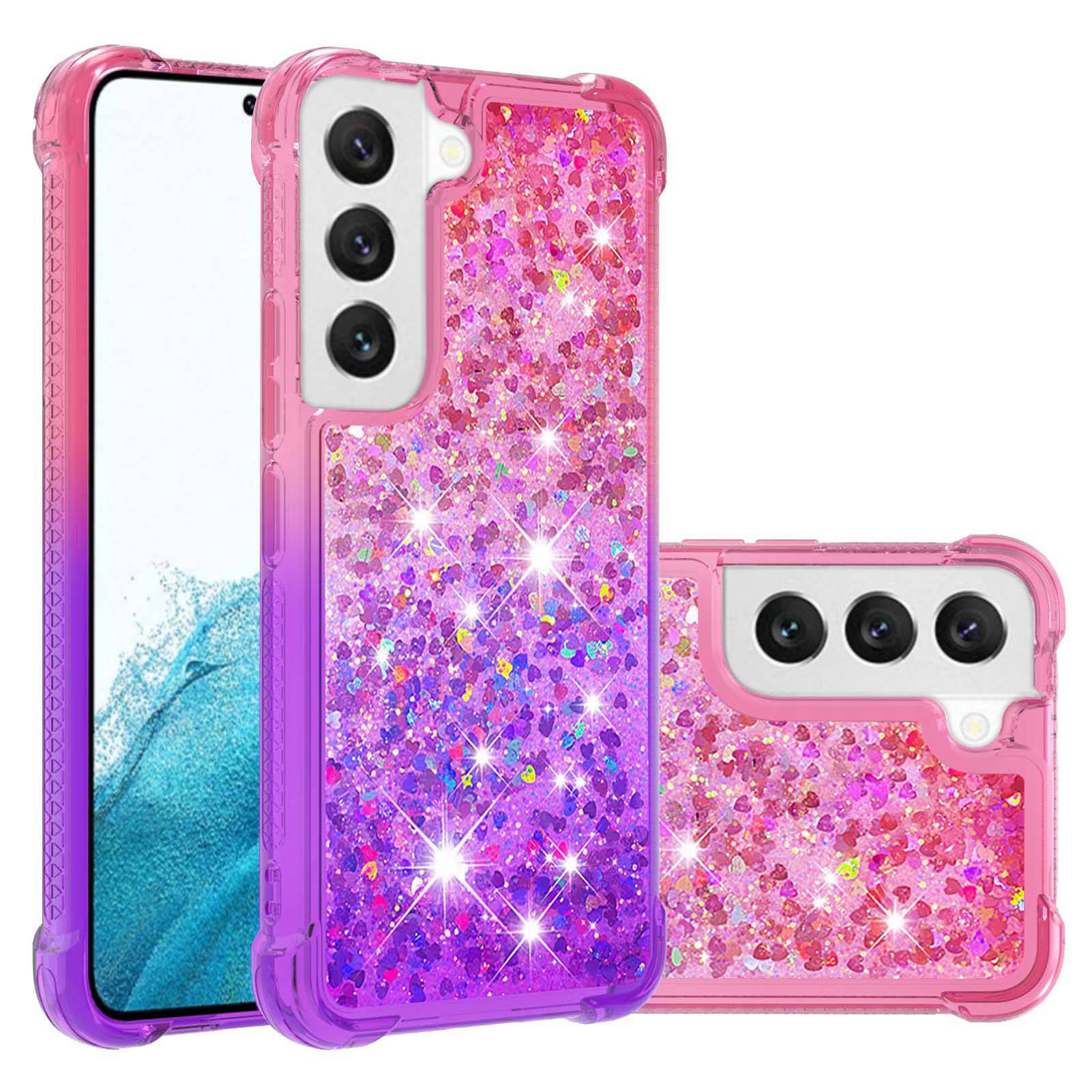 

For Samsung Galaxy S23 TPU Case Gradient Quicksand Phone Back Cover Purple/Sky Blue