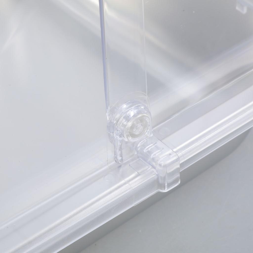 Buffet-Tablett mit 2 Fächern aus Edelstahl mit transparentem Rolldeckel für Restaurant-Würzmittelspender, Lebensmittel-Auslagebehälter