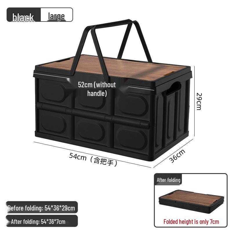 Multi-Functional Folding Camping Box with Wooden Lid: Portable Car & Outdoor Food Storage Suitcase