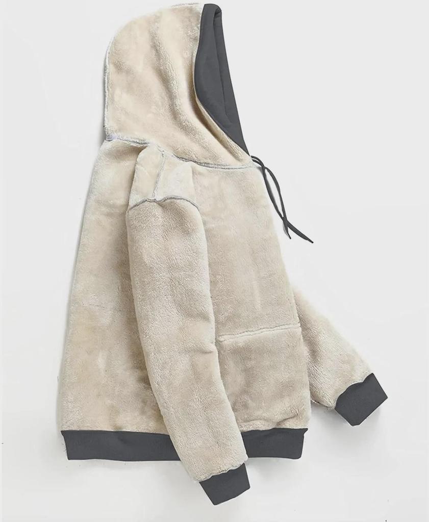 Europäischer und amerikanischer Damenpullover mit Kapuze und Kordelzug - einfarbige Samtjacke für Herbst und Winter