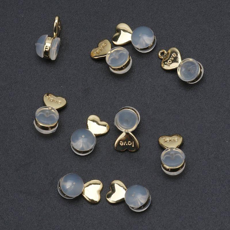 20 PCS Heart Love Earring Backs Replacements for Posts Earring Backings Secure for Studs Hypoallergenic Locking
