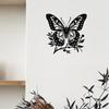 Modern Minimalist Metal Wall Sculpture Abstract Butterfly Botanical Branch Art Sleek Black Iron Outdoor Wall Mounted Decoration Wedding Gift Christmas