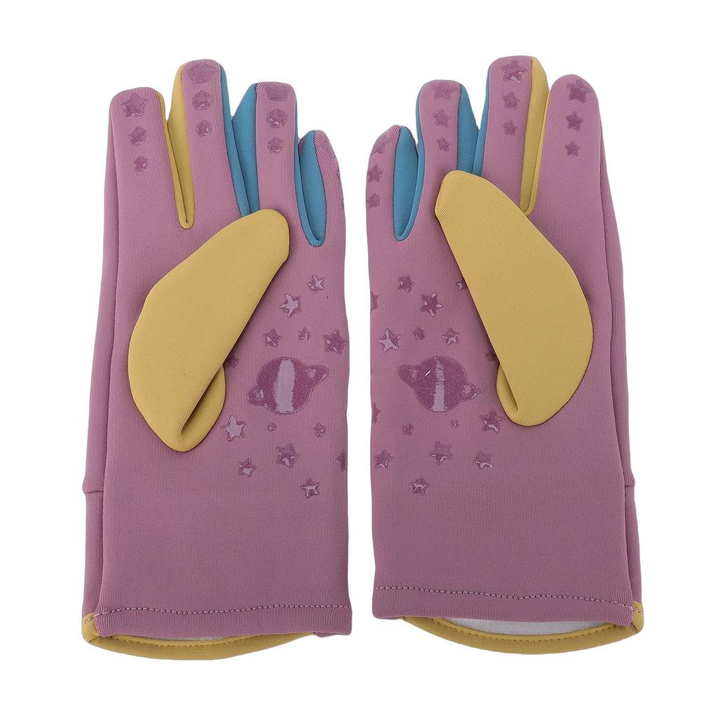 Kids Cold Outdoor Gloves with Fleece Lining Silicone Clench Adjustable Elastic Cuffs Windproof Non Slip Thicken for